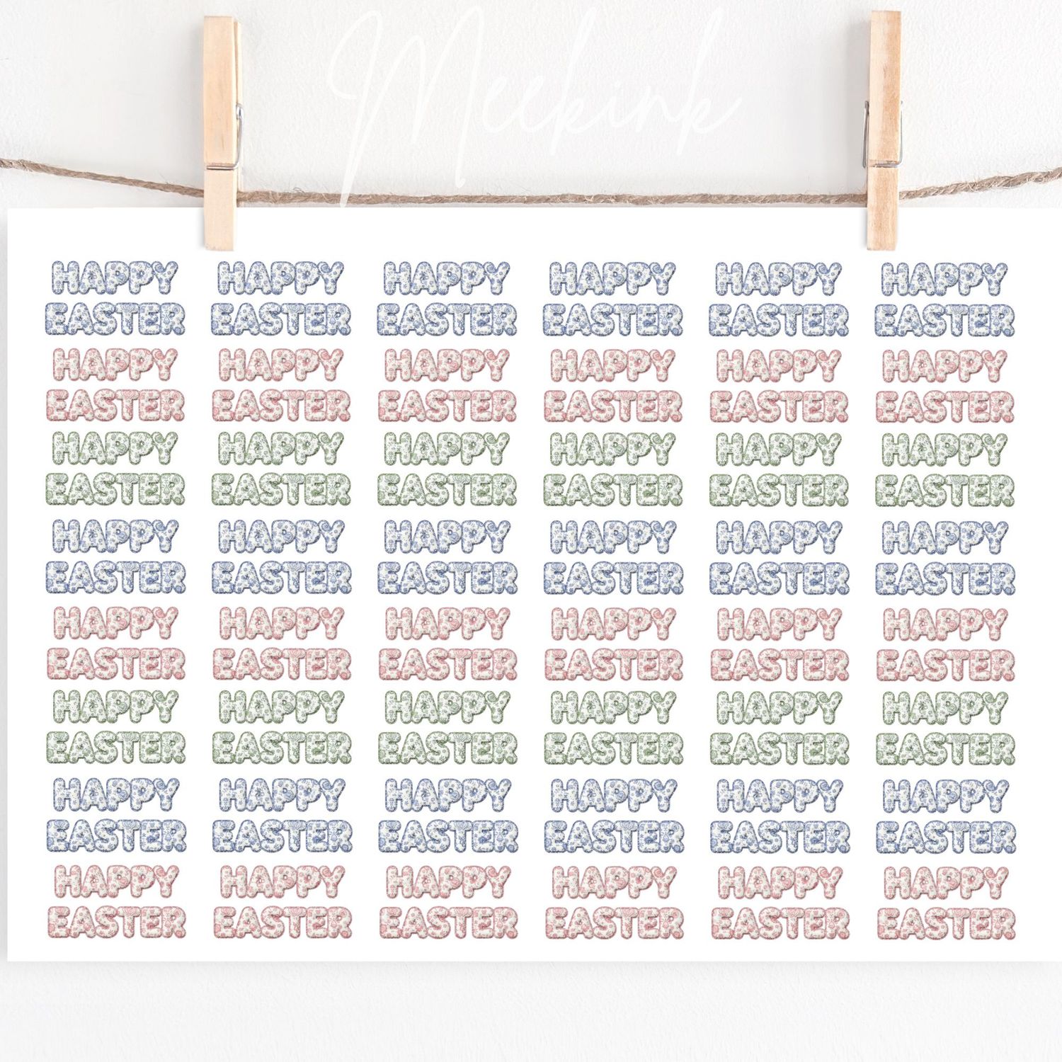 Happy Easter Hair Bow Sheet A4 Sheet DTF or UVDTF