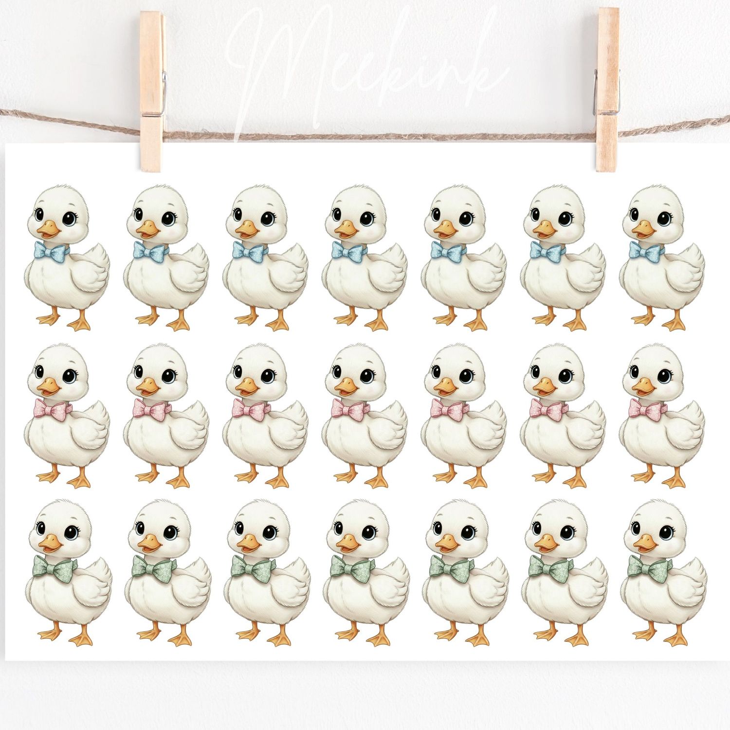 Easter Ducklings Dicky Bows A4 Sheet DTF or UVDTF