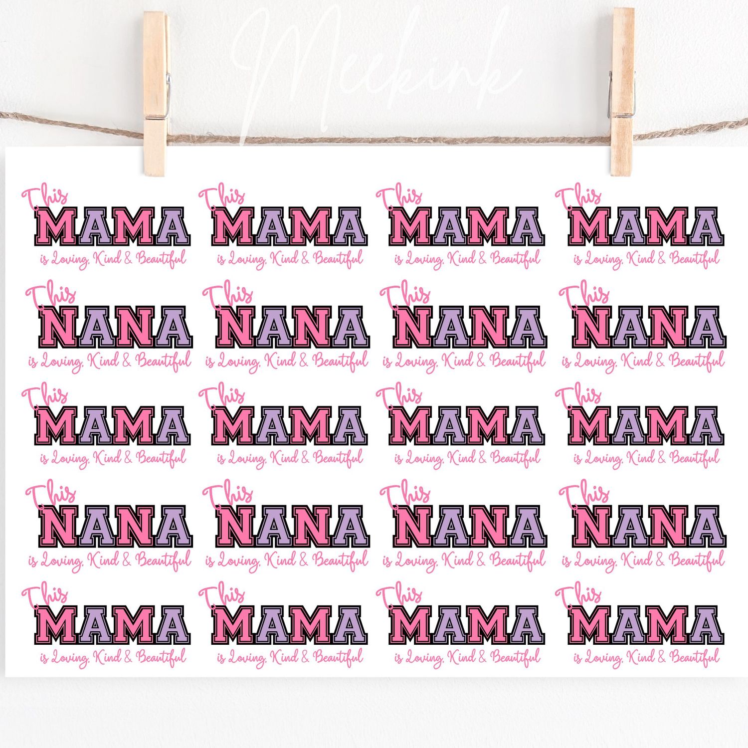 Loving Kind &amp; Beautiful A4 Sheet DTF or UVDTF