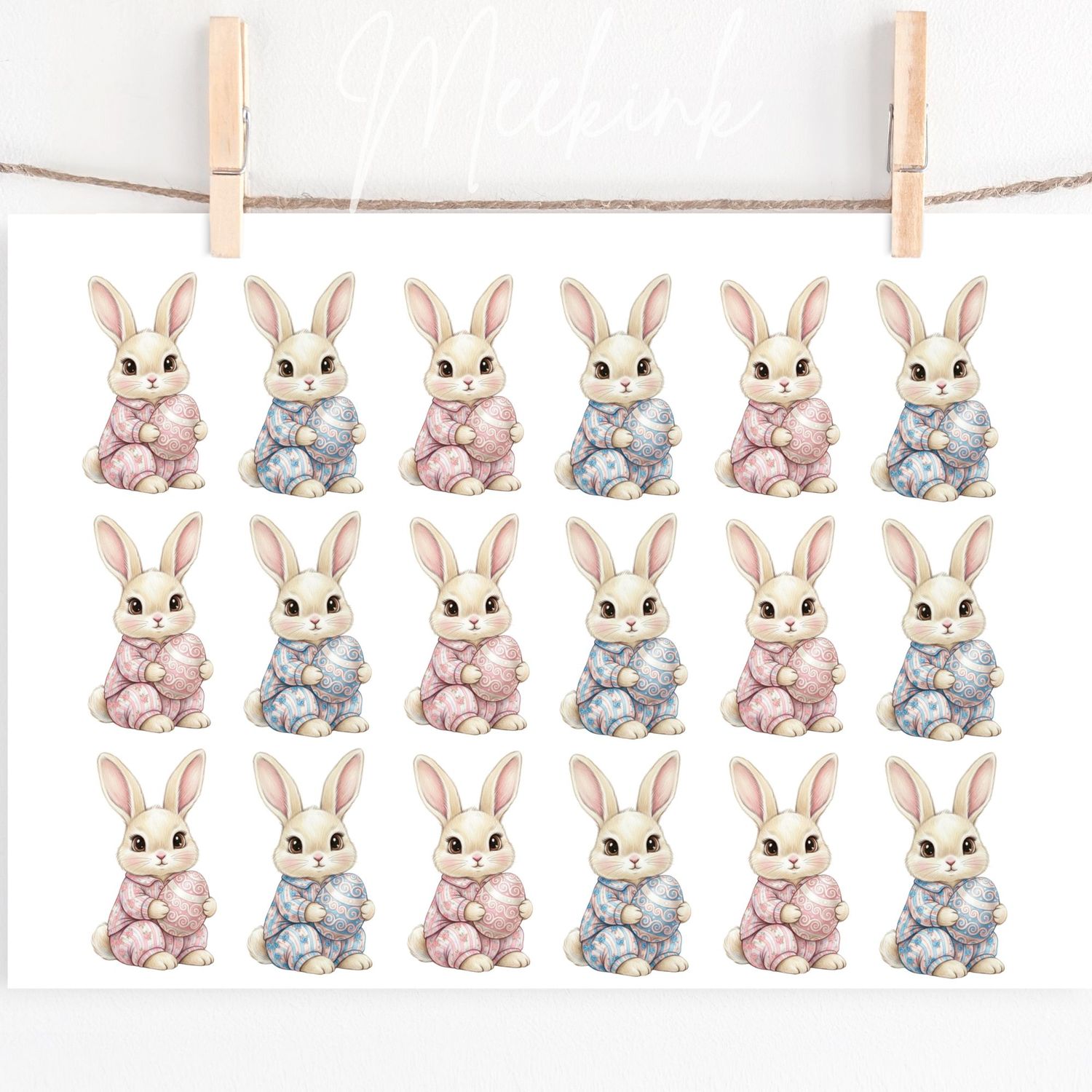 Bunny Pyjamas A4 Sheet DTF or UVDTF