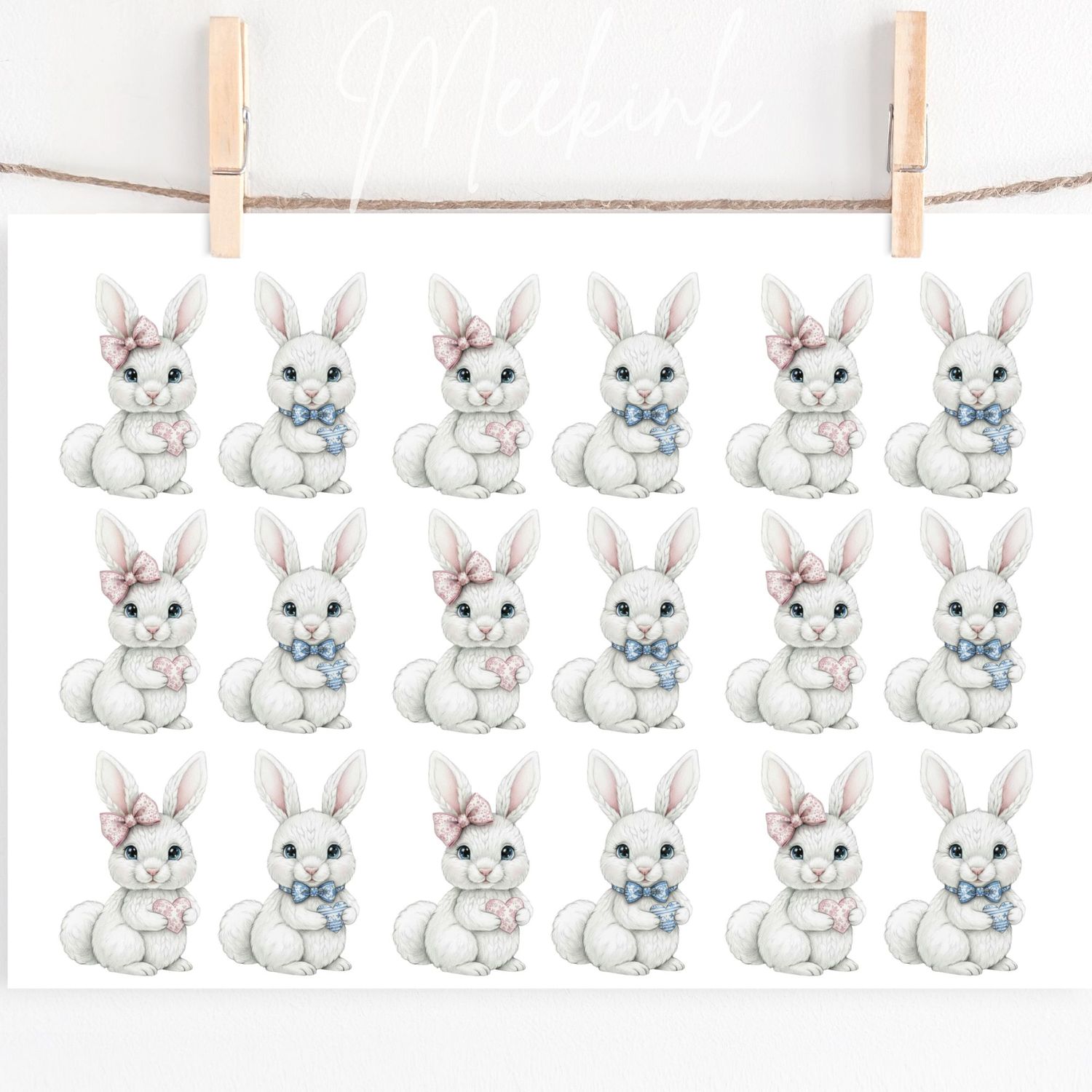 White Bunnies A4 Sheet DTF or UVDTF