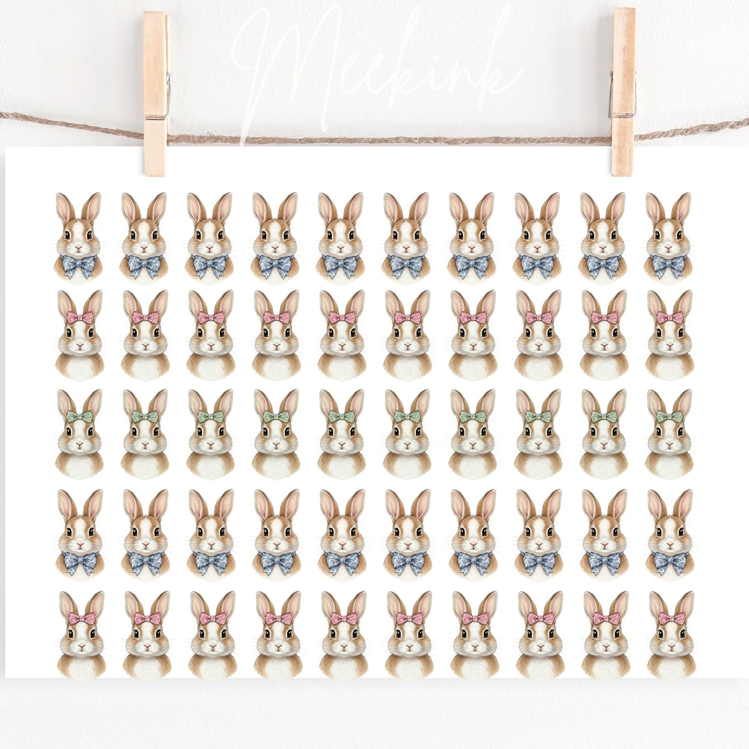 Half Bunnies Hair Bow Sheet A4 Sheet DTF or UVDTF