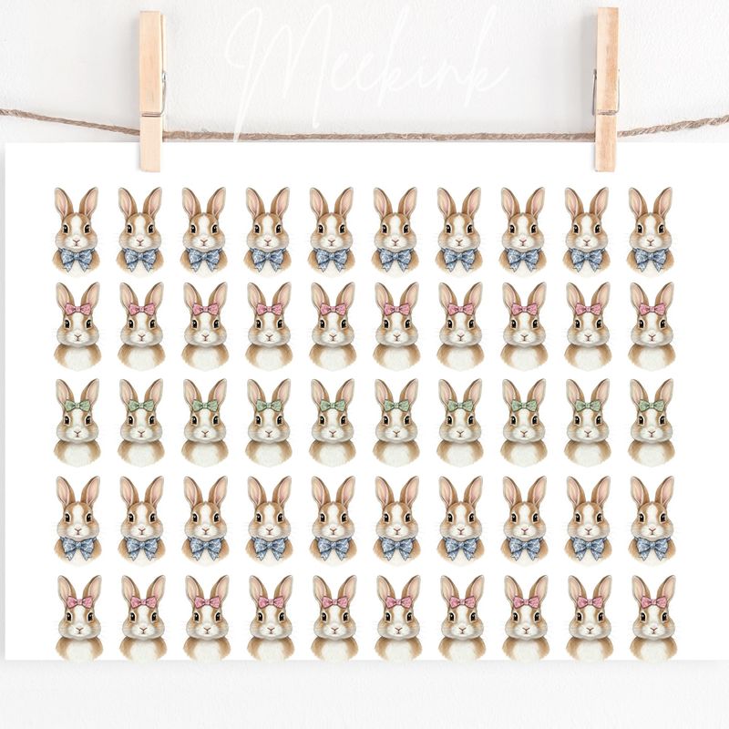 Half Bunnies Hair Bow Sheet A4 Sheet DTF or UVDTF