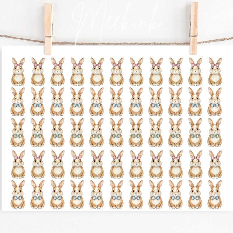 Sitting Bunnies Hair Bow Sheet A4 Sheet DTF or UVDTF