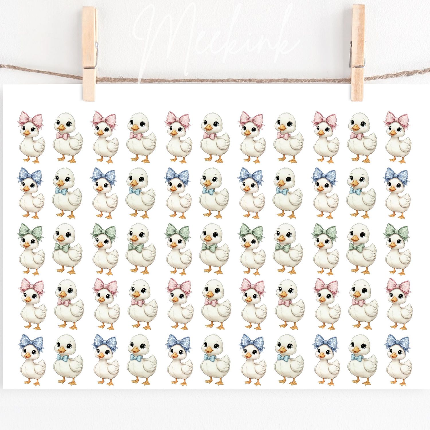 Ducklings Hair Bow Sheet A4 Sheet DTF or UVDTF