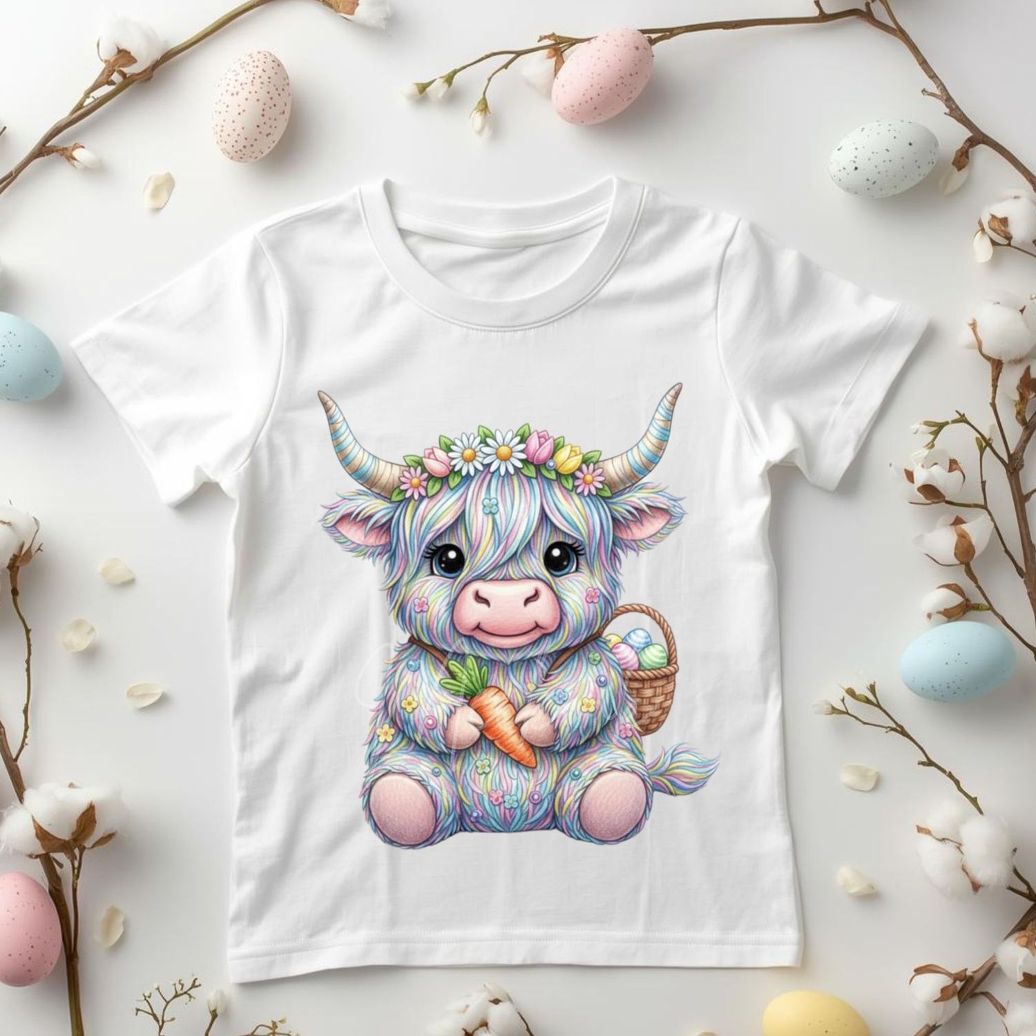 Highland Cow Easter Unicorn Colours DTF or UVDTF Decal