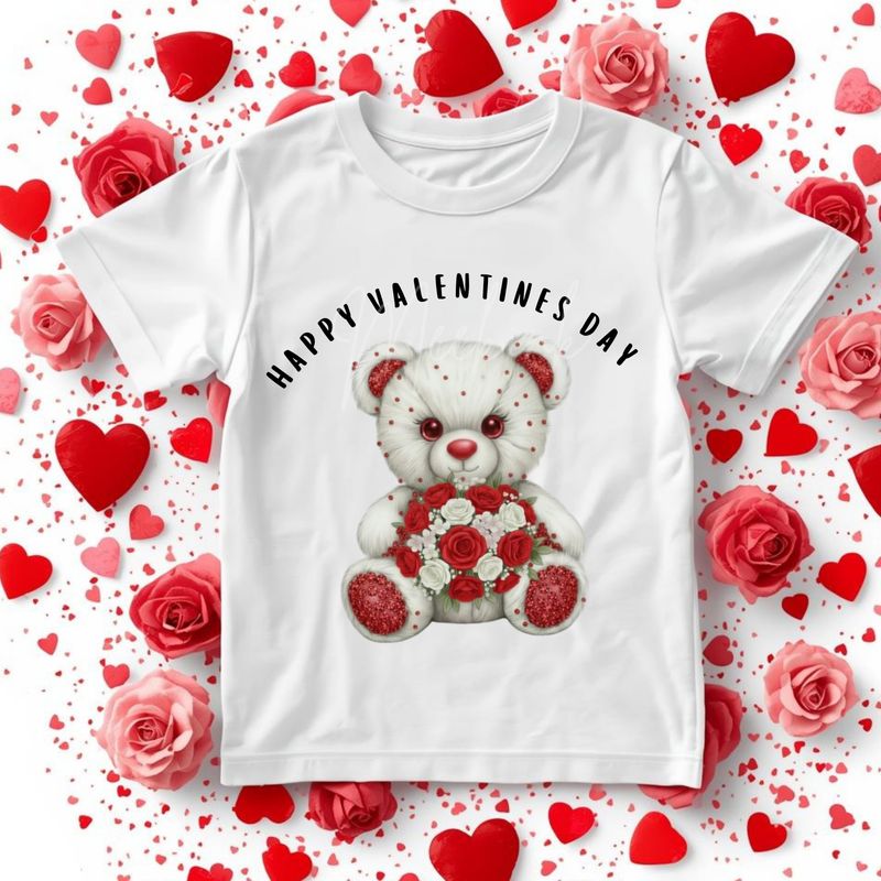 Rhinestone Effect Valentines Bear DTF or UVDTF Decal