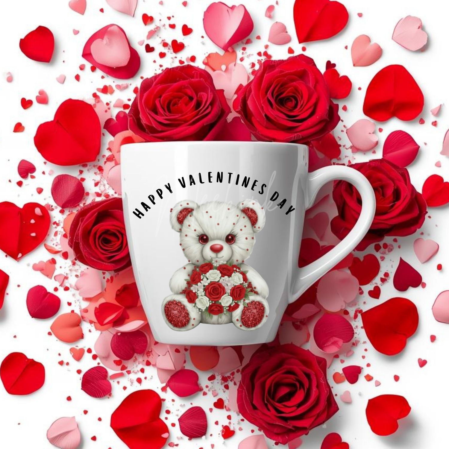 Rhinestone Effect Valentines Bear DTF or UVDTF Decal