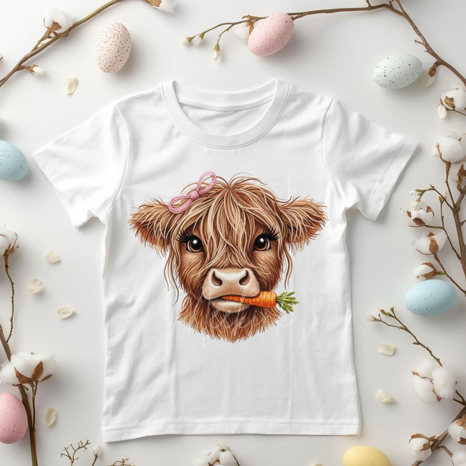 Pink Hair Bow Highland Cow DTF or UVDTF Decal