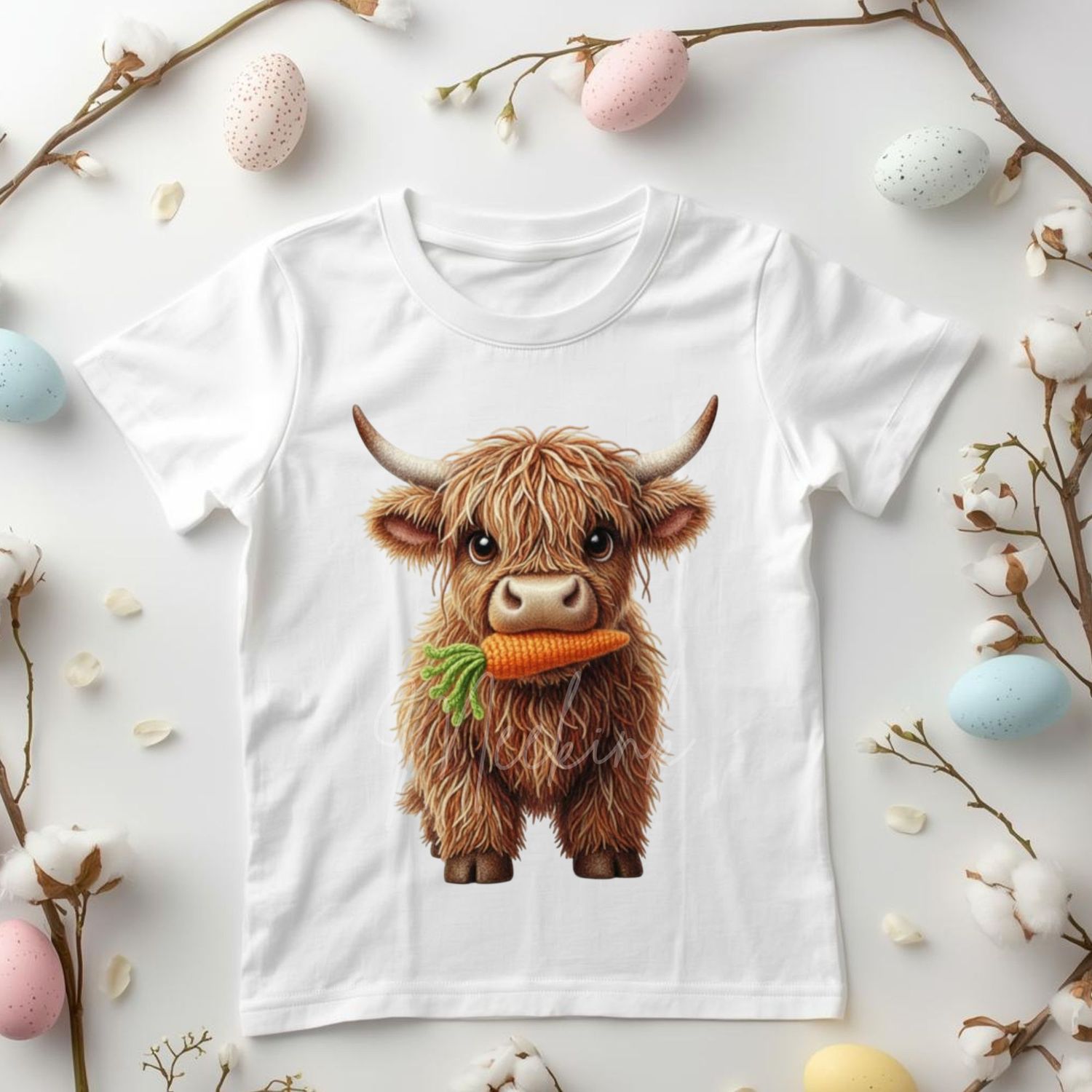 Yarn Effect Highland Cow Carrot DTF or UVDTF Decal