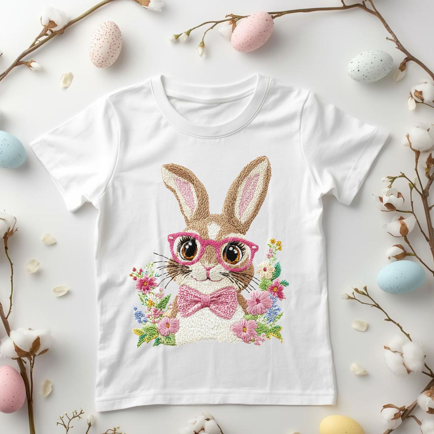 Faux Embroidery Effect Floral Pink Bow DTF or UVDTF Decal