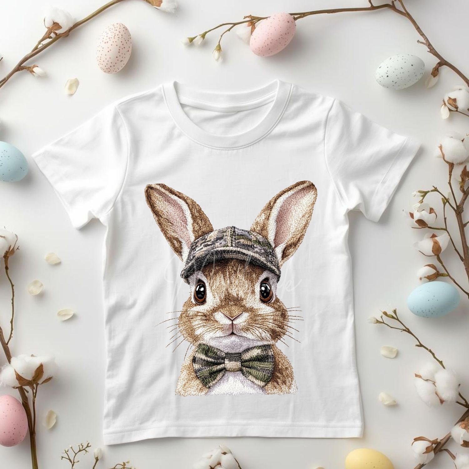 Bunny Grey Hat &amp; Dicky Bow DTF or UVDTF Decal