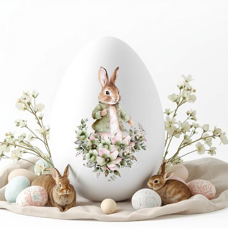 Floral Rabbit Sage Green DTF or UVDTF Decal