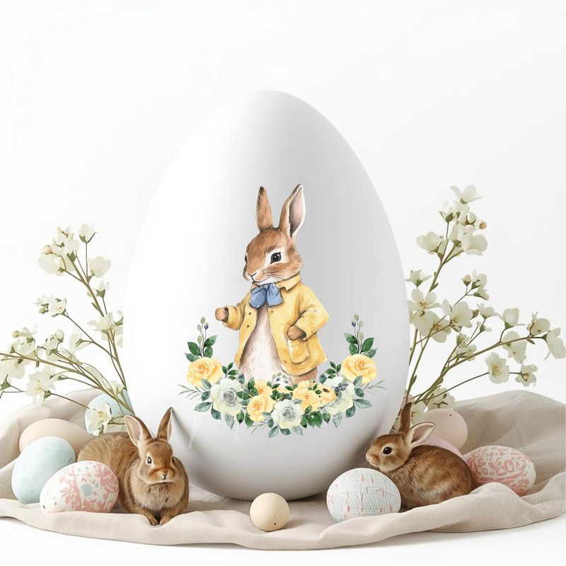 Yellow Bunny Floral DTF or UVDTF Decal
