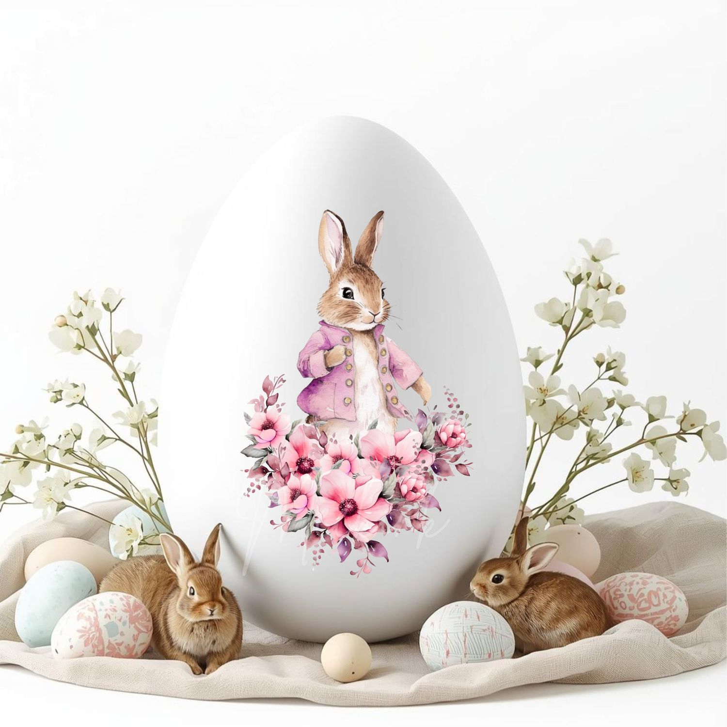 Floral Rabbit Pink DTF or UVDTF Decal