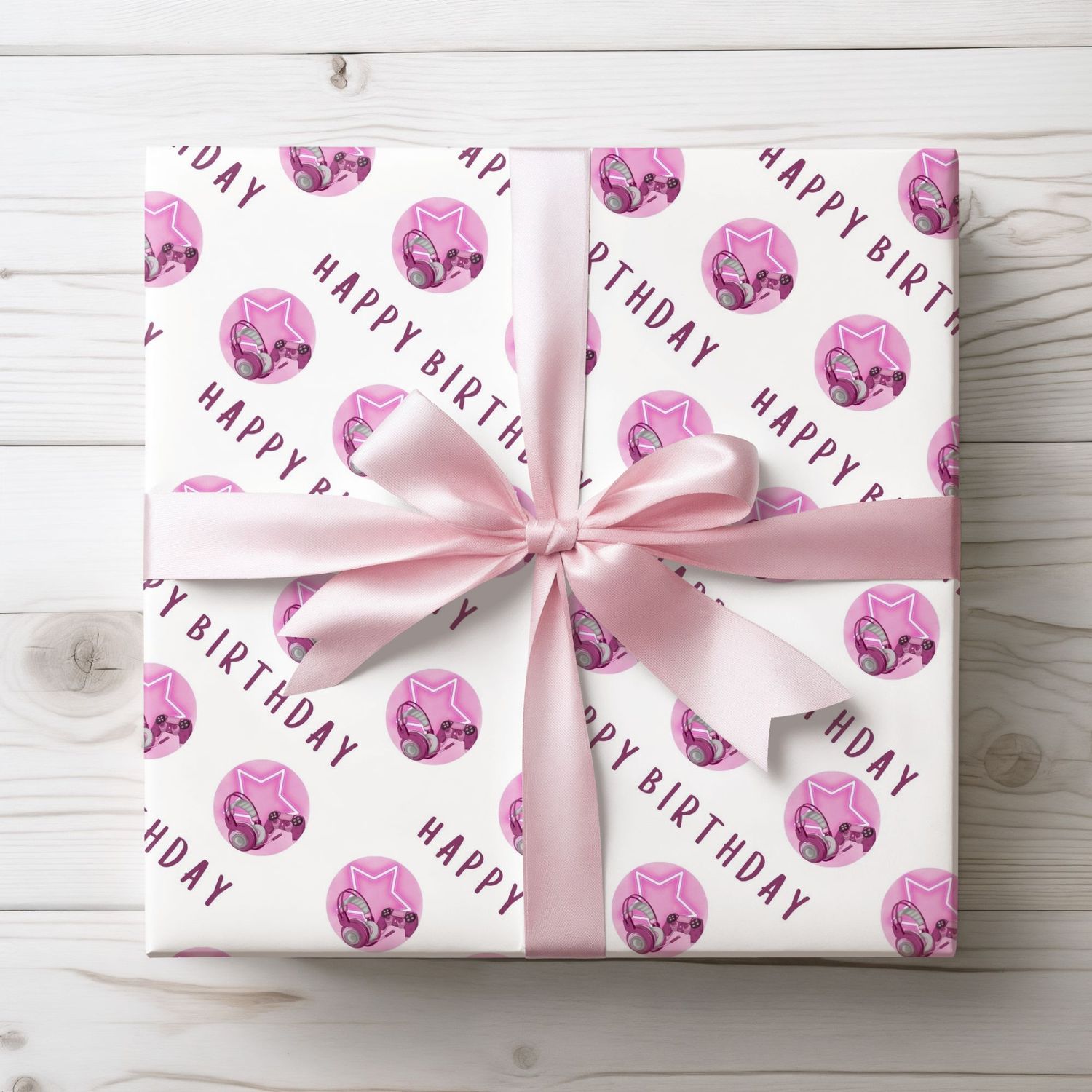 Pink Gamer Birthday Wrap