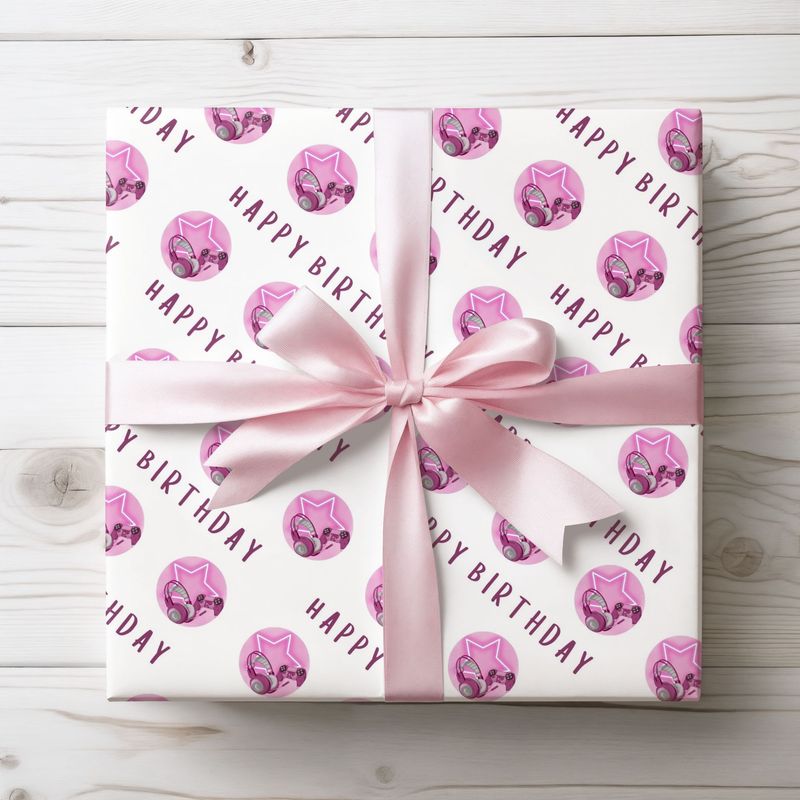 Pink Gamer Birthday Wrap