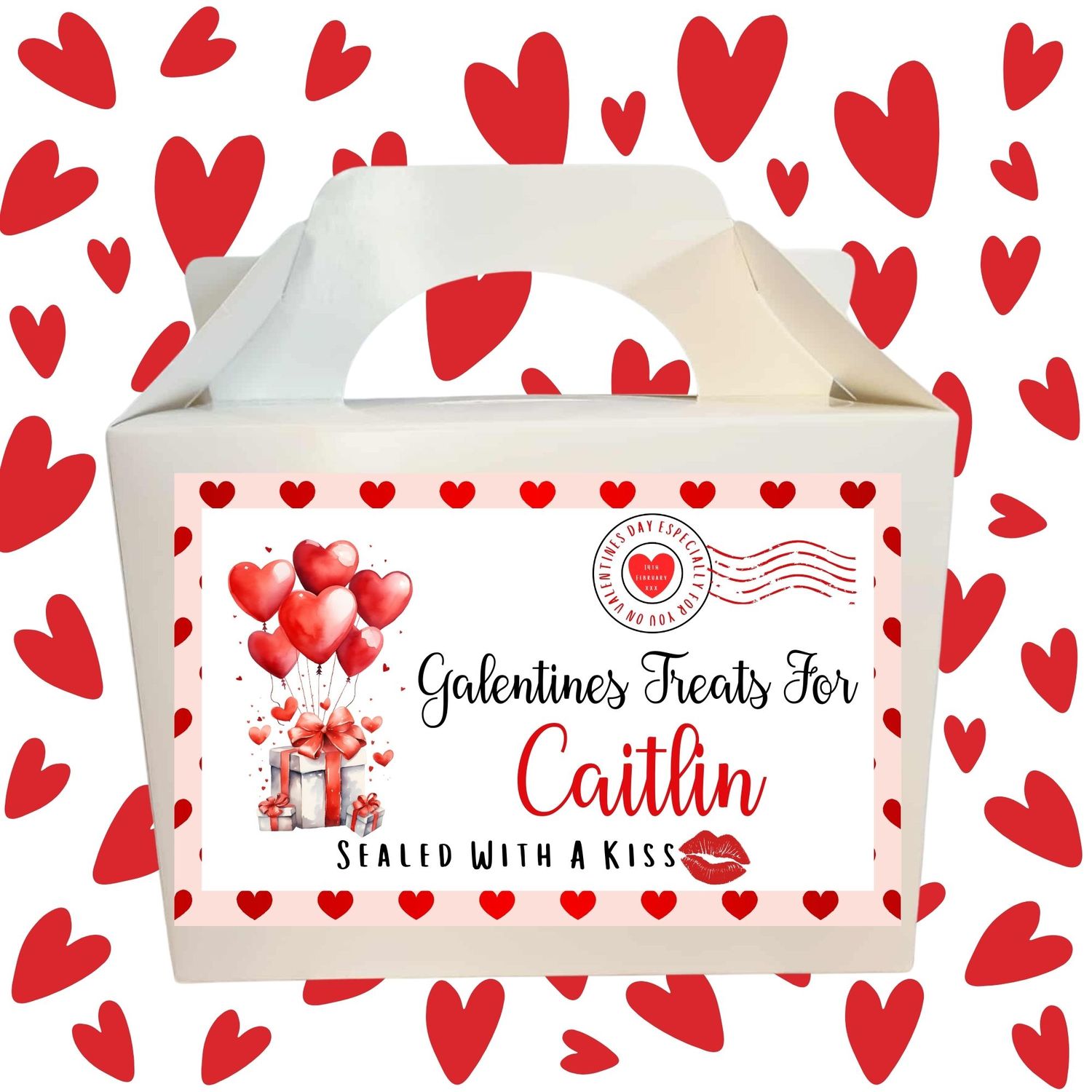 Galentines Gift's &amp; Balloons Valentines Party Box Sticker