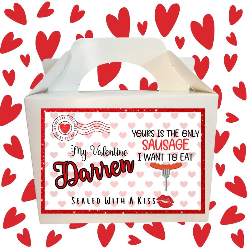Only Sausage Valentines Party Box Sticker