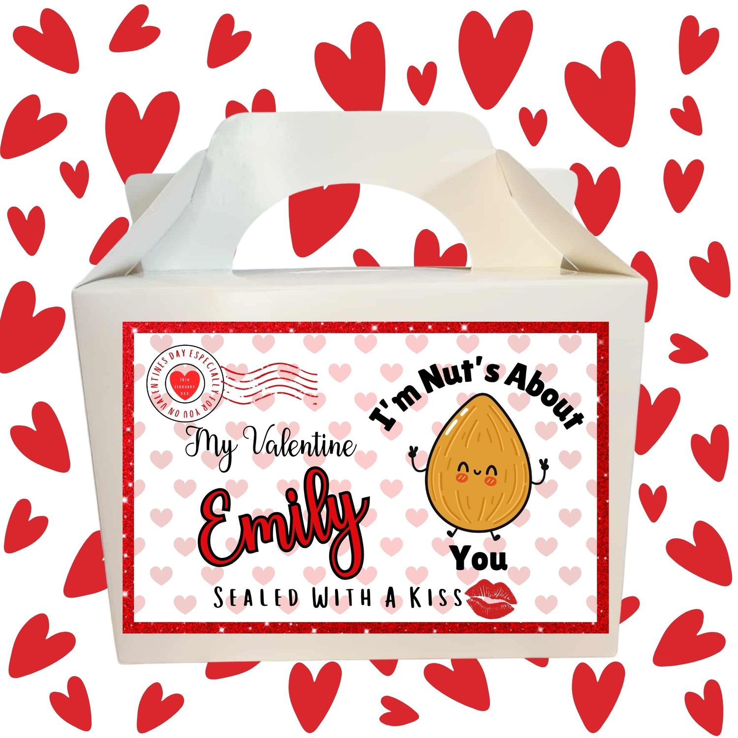 Nut's About You Valentines Party Box Sticker