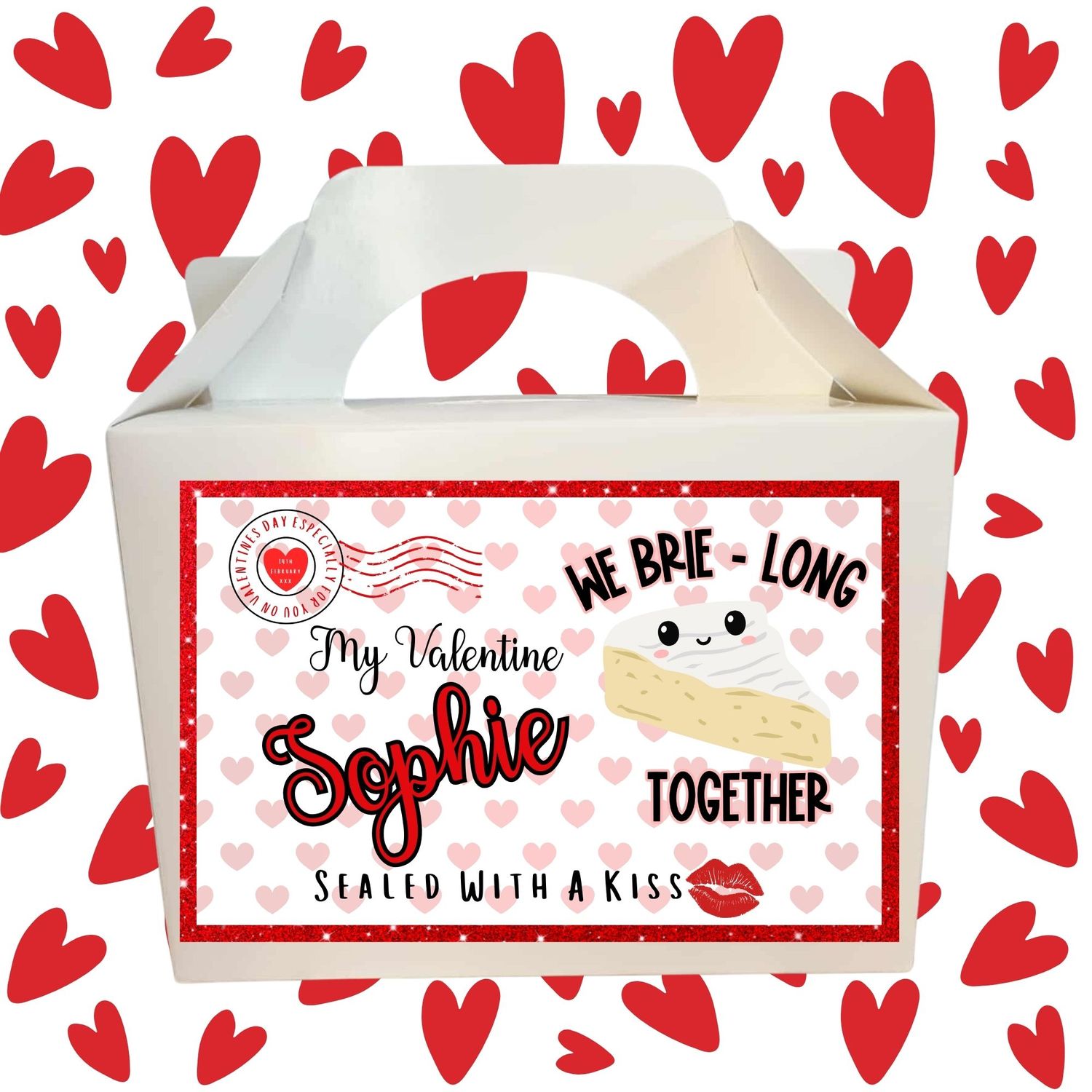 We Brie Long Valentines Party Box Sticker