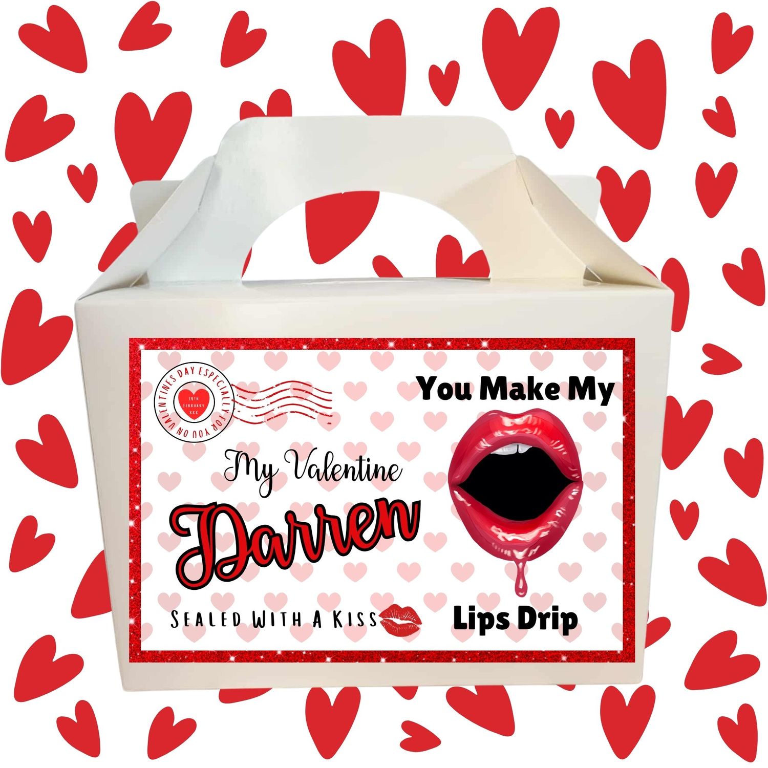 Lips Drip Valentines Party Box Sticker