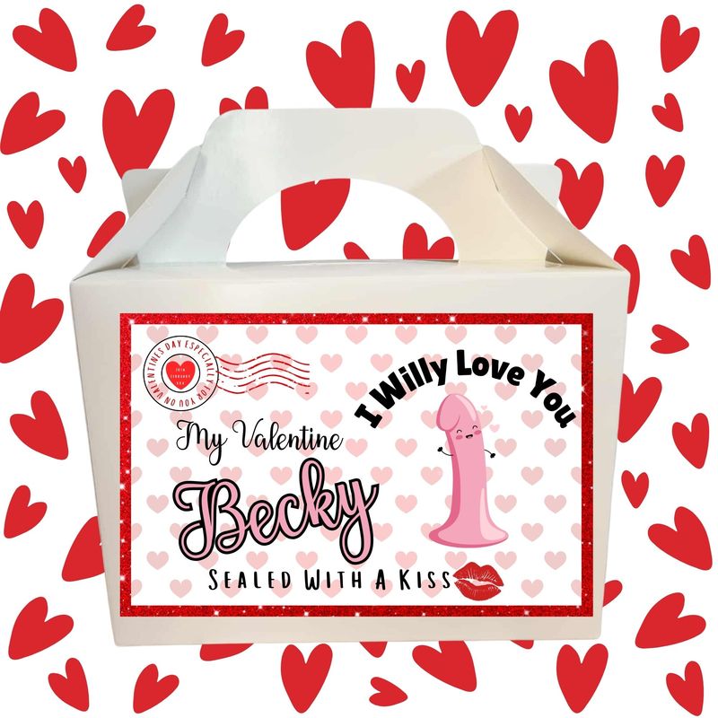 Willy Love Valentines Party Box Sticker