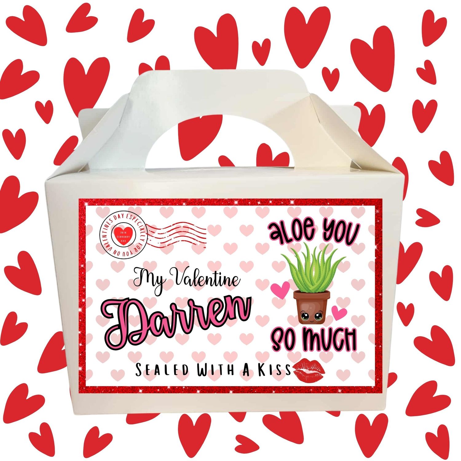 Aloe You Valentines Party Box Sticker
