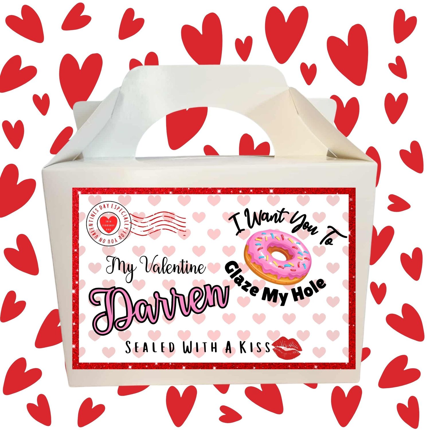 Glaze Hole Valentines Party Box Sticker