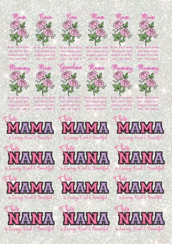 Mothers Day Design Sheet 1 A3 UVDTF - DTF or SUB