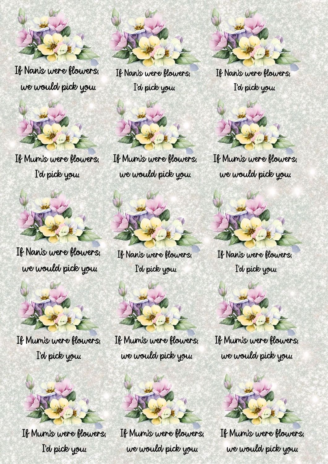 Mothers Day Design Sheet 3 A3 UVDTF - DTF or SUB