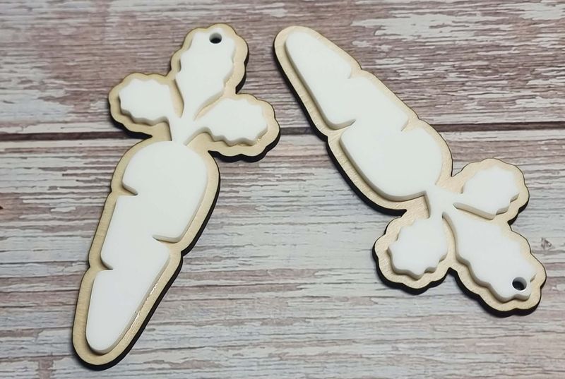 Pack Of 10 Easter Carrot White Acrylic &amp; Plywood 3mm Tag