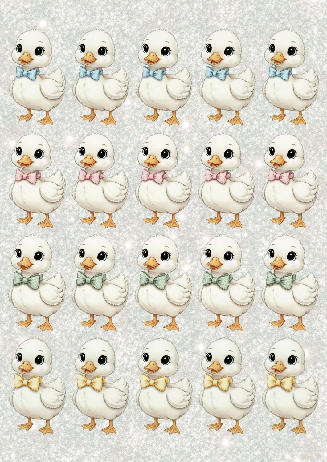 Easter Design Sheet 9cm Dicky Bow Ducklings  A3 UVDTF - DTF or SUB
