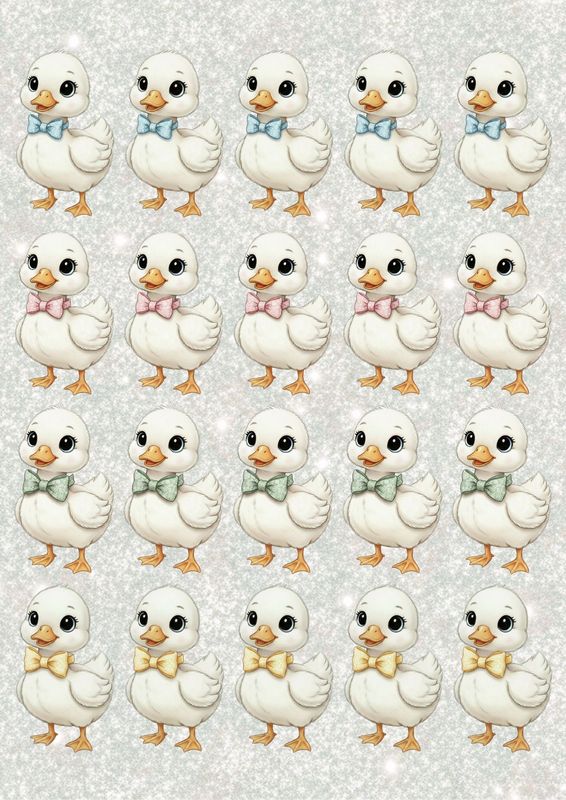 Easter Design Sheet 9cm Dicky Bow Ducklings  A3 UVDTF - DTF or SUB