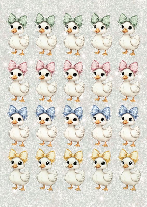 Easter Design Sheet 9cm Hair Bow Ducklings  A3 UVDTF - DTF or SUB