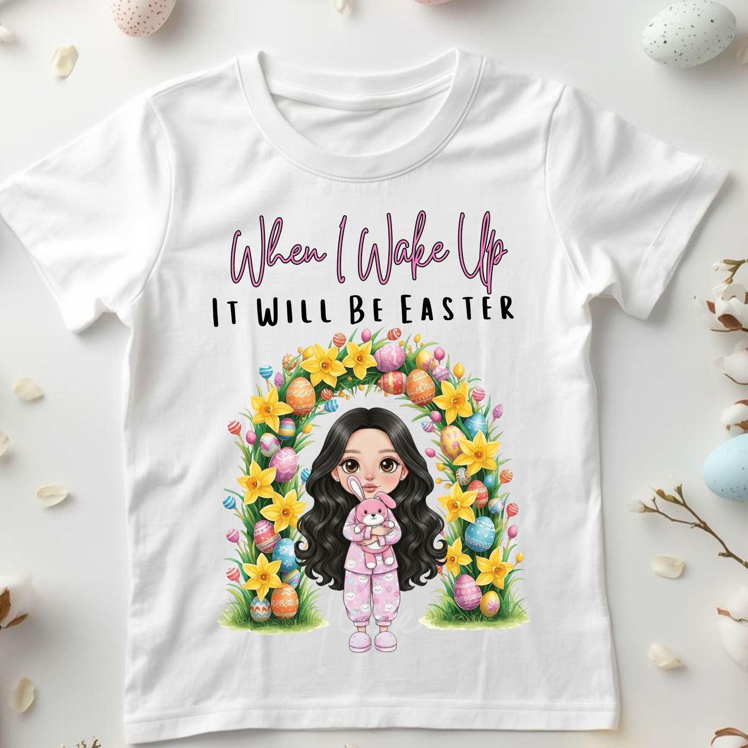 When I Wake Up Easter Pj's Girl or Boy Doll DTF Decal