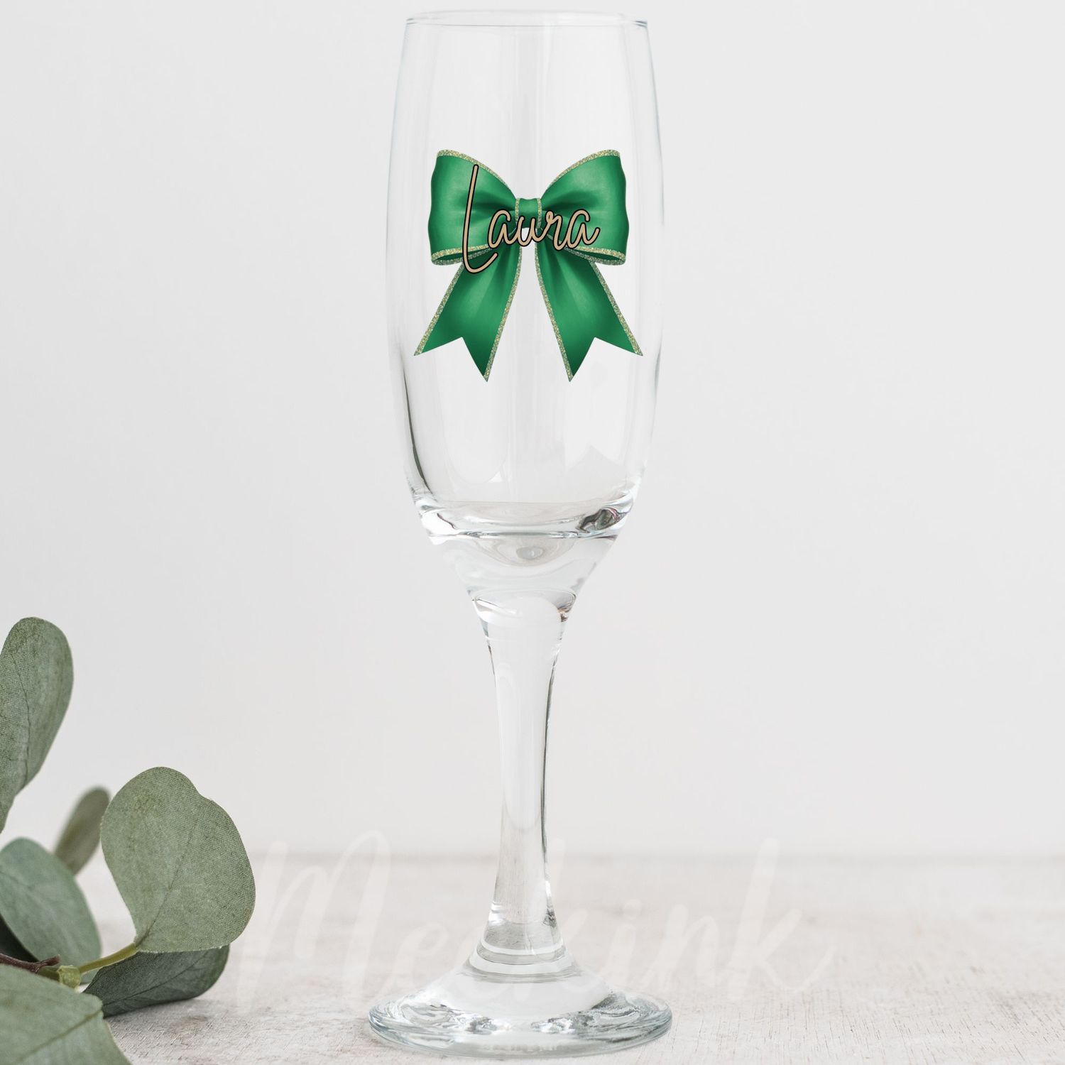 Emerald Green Personalised Bow Decal UV DTF Decal