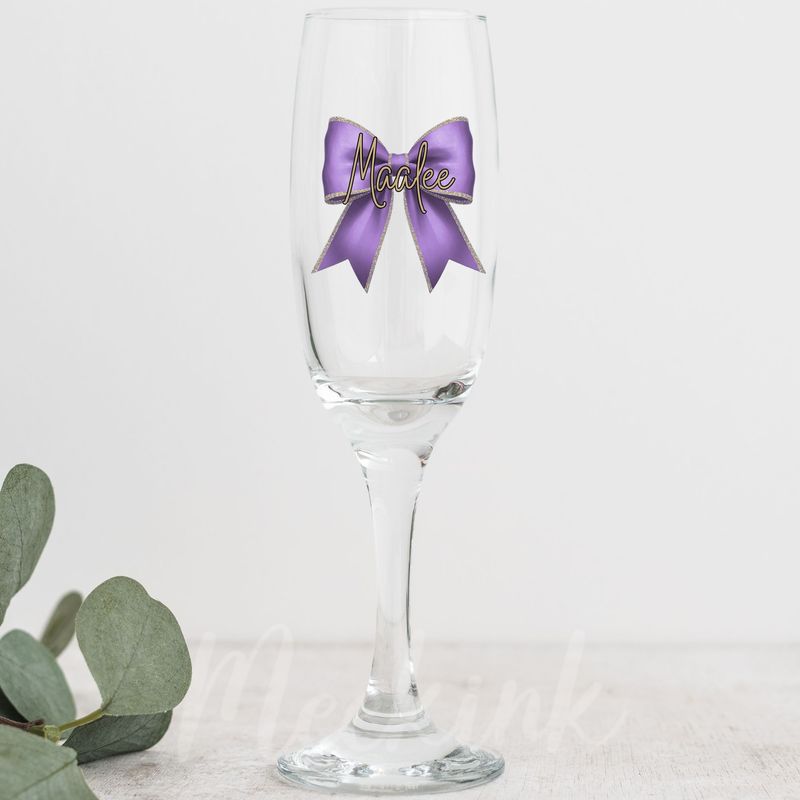 Deep Lilac Personalised Bow Decal UV DTF Decal