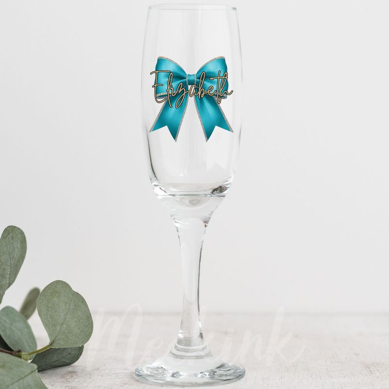 Aqua Personalised Bow Decal UV DTF Decal