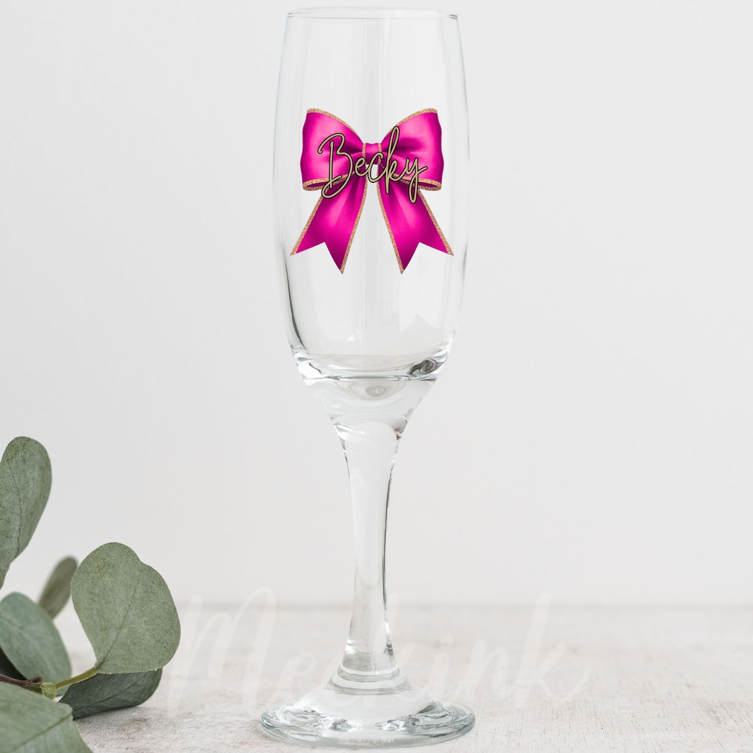 Pink Personalised Bow Decal UV DTF Decal