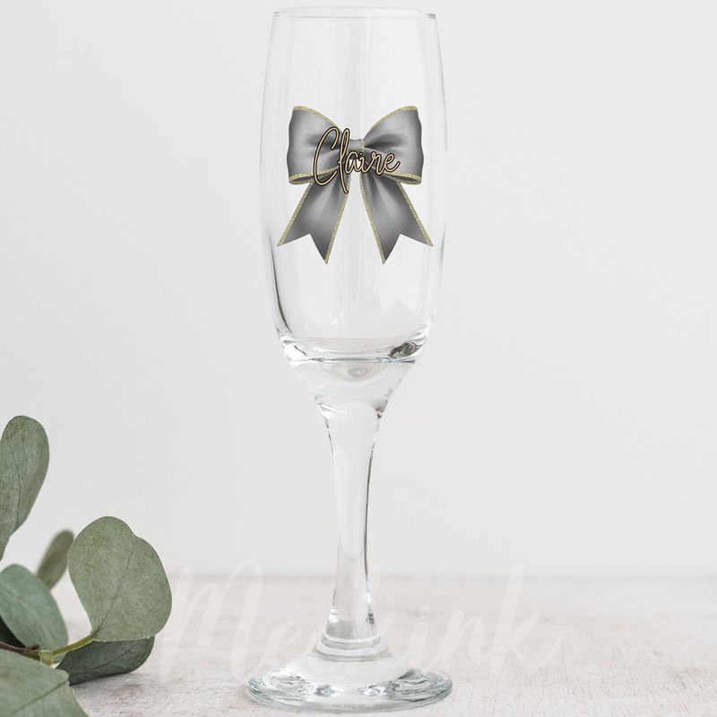 Greyish Silver Personalised Bow Decal UV DTF Decal