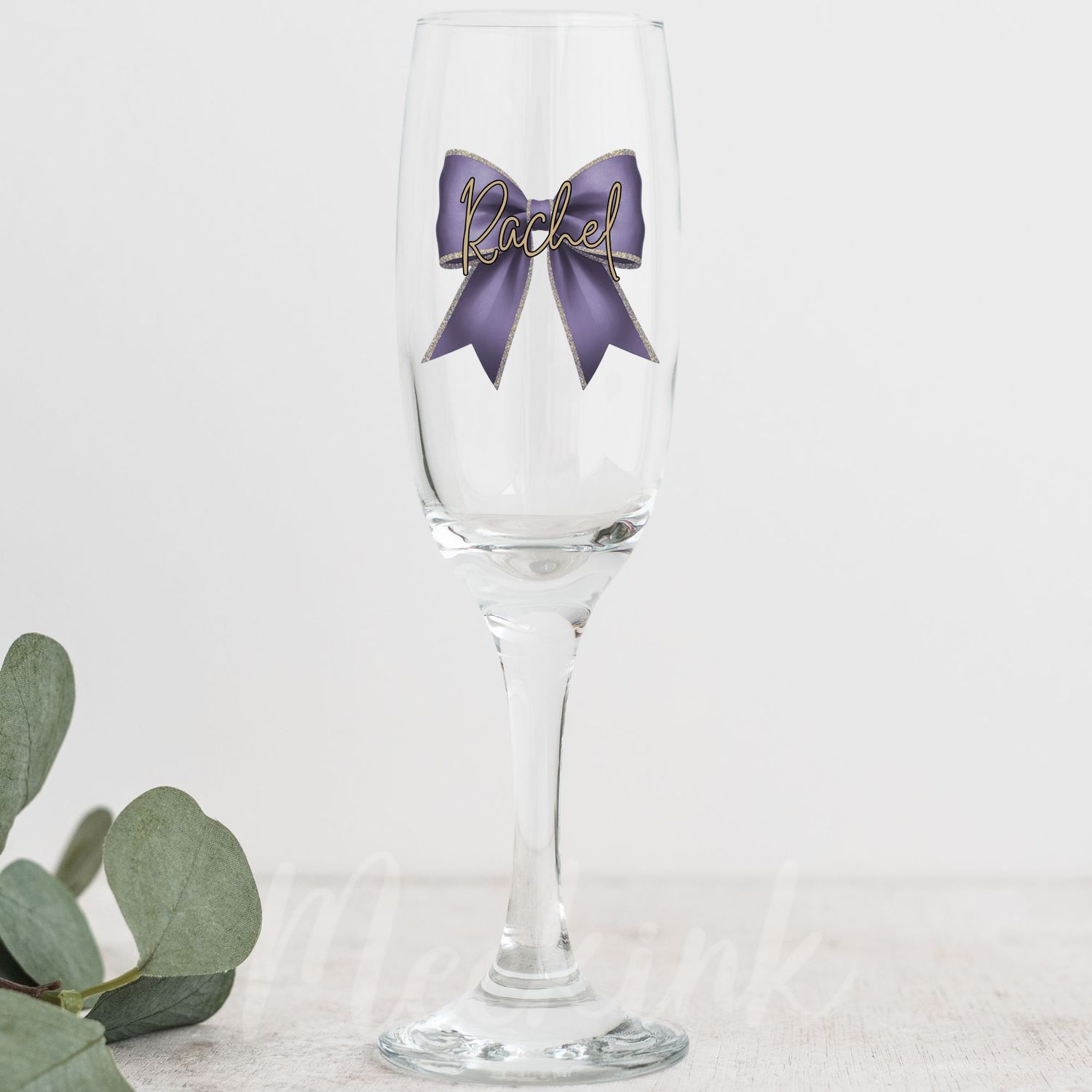 Grey Purple Personalised Bow Decal UV DTF Decal