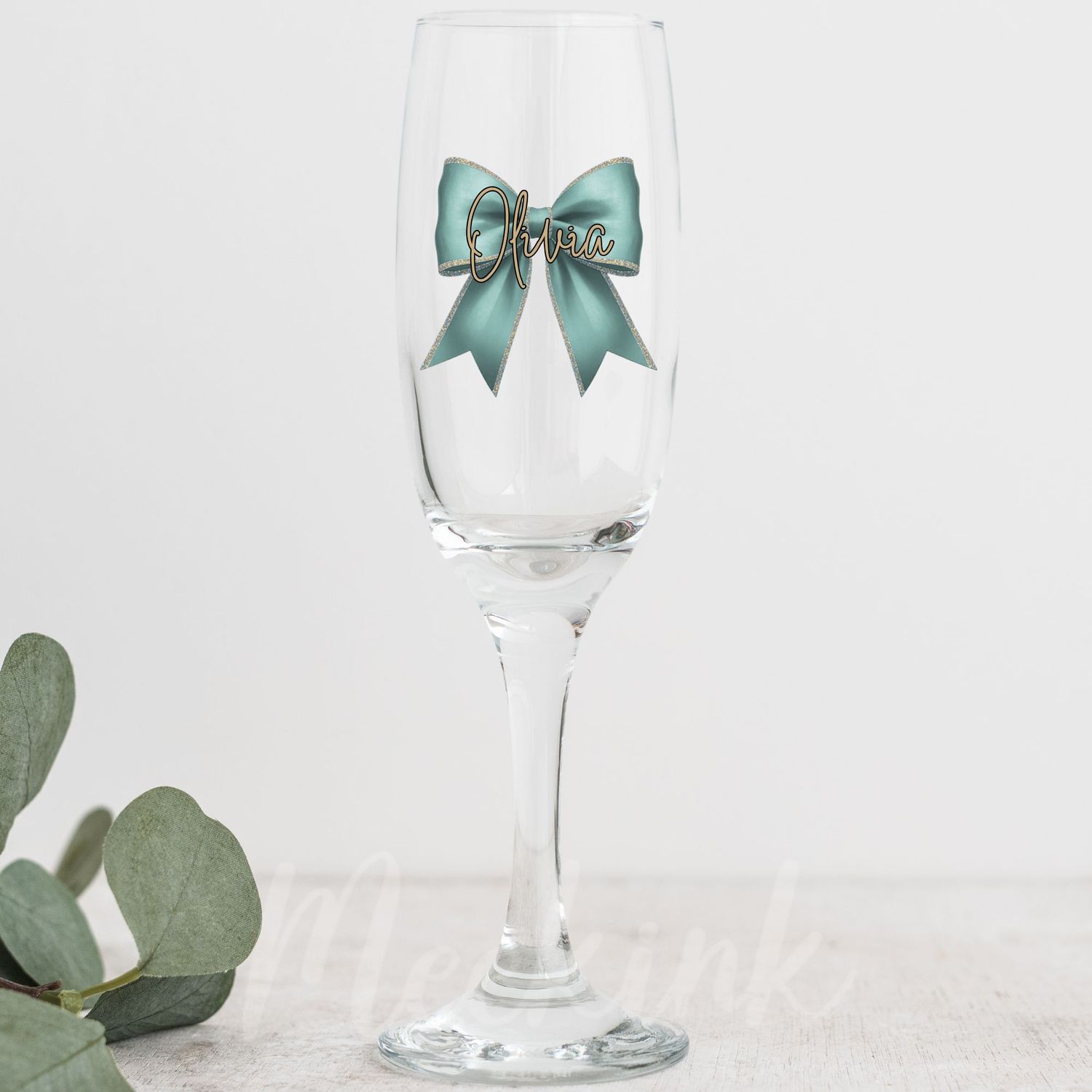 Grey Turquoise Personalised Bow Decal UV DTF Decal