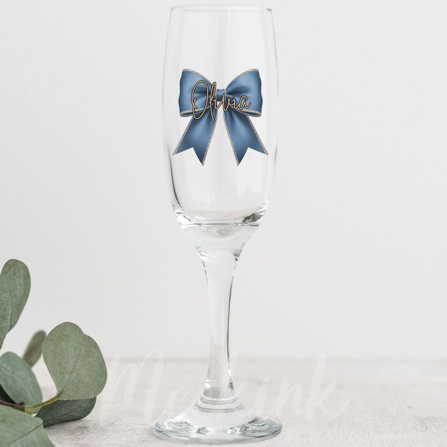 Dusky Blue Personalised Bow Decal UV DTF Decal