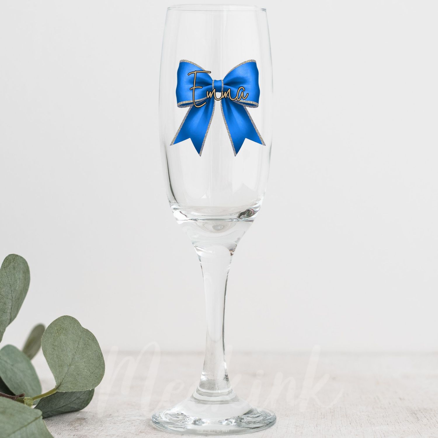 Blue Personalised Bow Decal UV DTF Decal