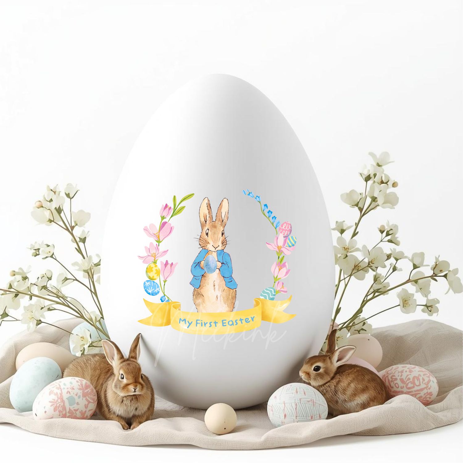 My 1st Easter Bunny Banner Blue DTF or UVDTF Decal