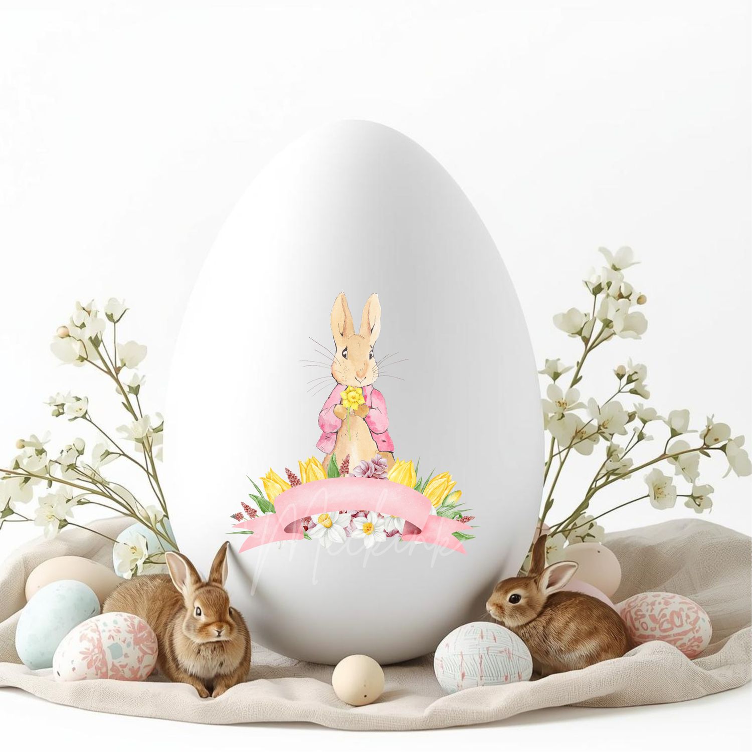 Bunny Banner Pink DTF or UVDTF Decal