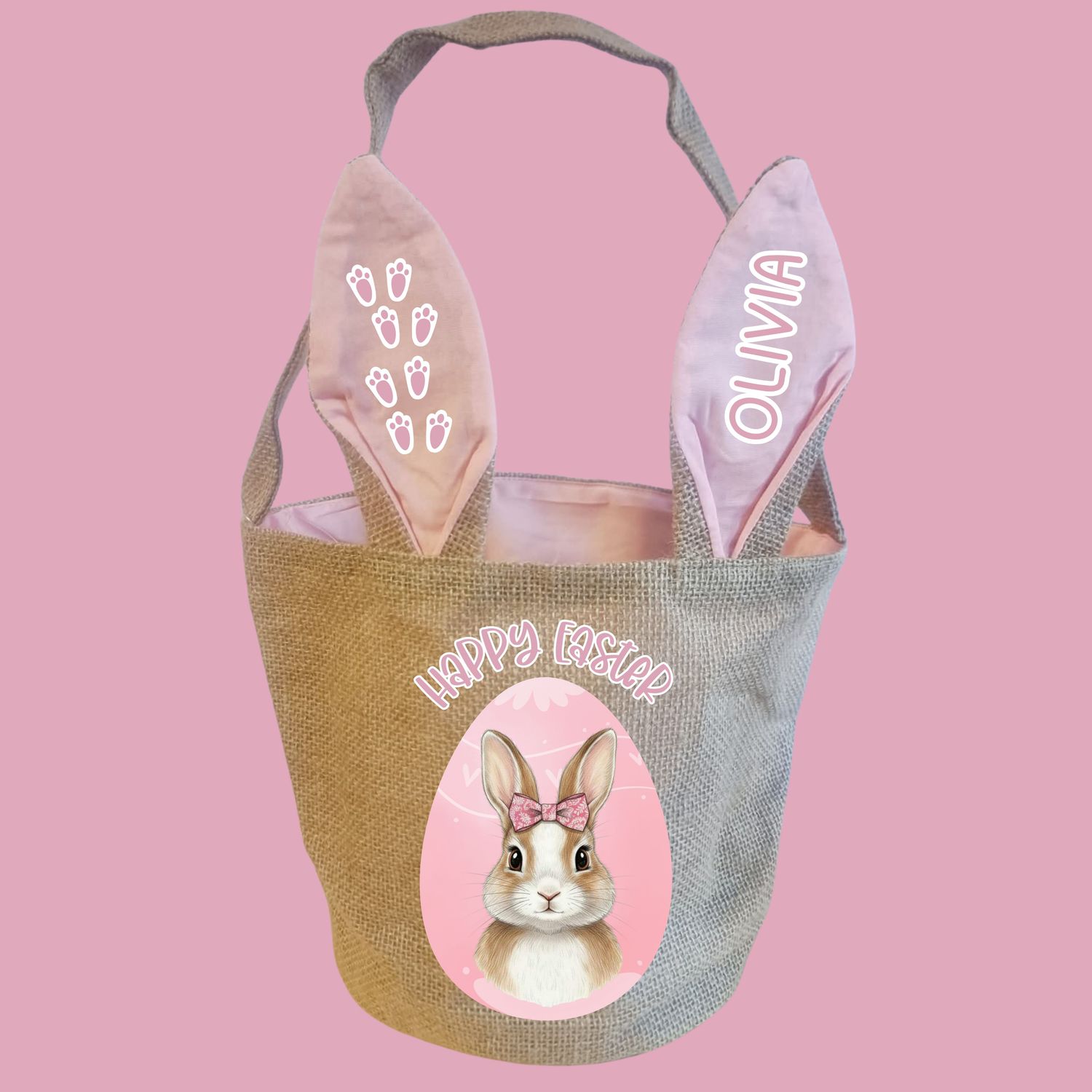 PRINT &amp; BLANK Easter Jute PINK Ears Craft Blank