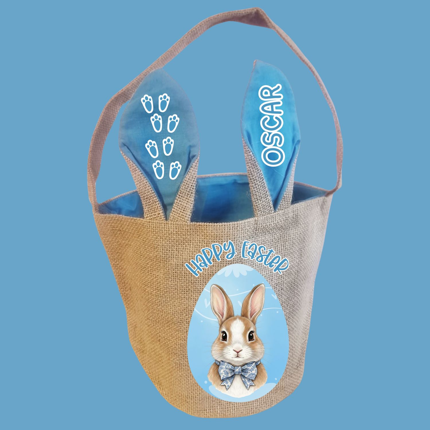 PRINT &amp; BLANK Easter Jute BLUE Ears Craft Blank