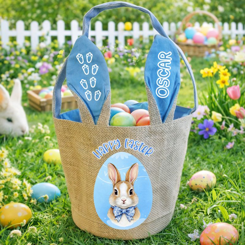 PRINT &amp; BLANK Easter Jute BLUE Ears Craft Blank